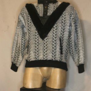 Vintage Trutus Biancarra By Monobaik Sweater Acrylic Leather Sz. S